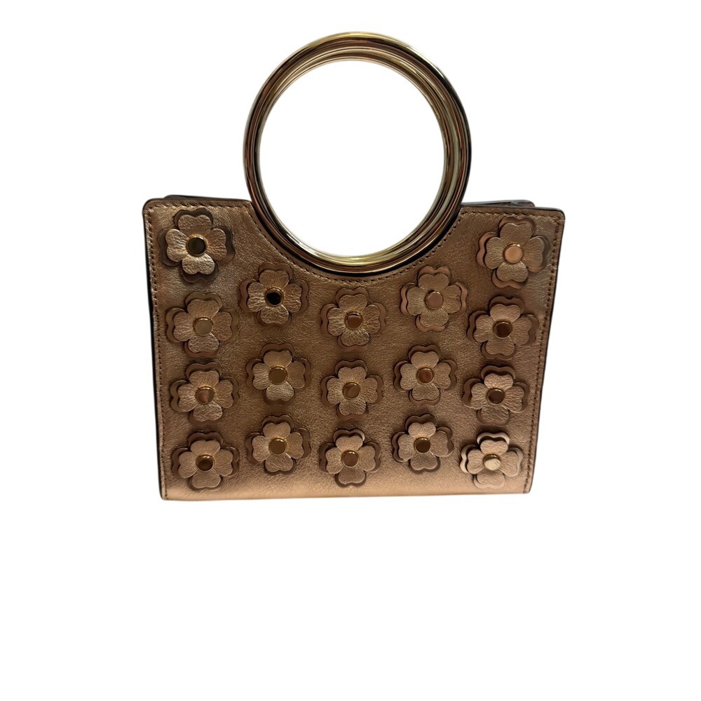 Kate Spade‎ Rose Gold Metallic Leather Flower Applique Mini Ring Handle Satchel
